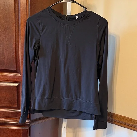 Lululemon Run Warm Up Crew Sweatshirt Sz 4 Black Power Luxtreme Waist Length 481 - Picture 2 of 7